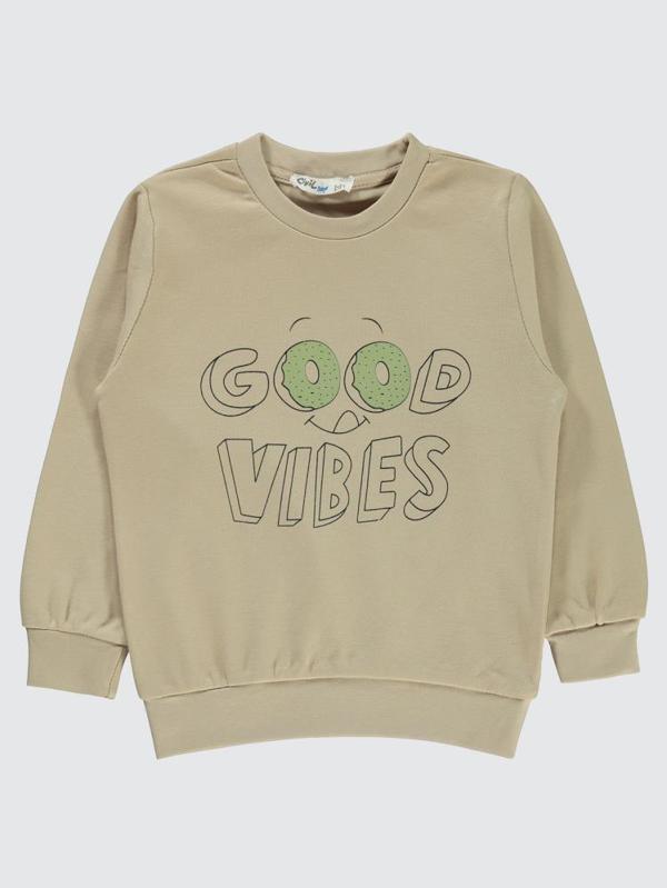 Civil Boys Good Vıbes Baskılı 2-5 Yaş Sweatshirt - Bej4-5 Yaş - Image 1