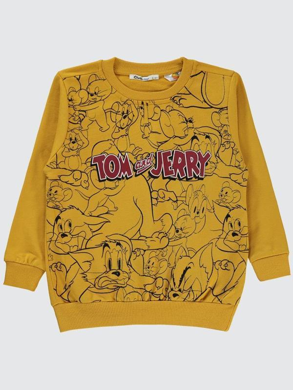 Tom And Jerry Baskılı 2-5 Yaş Sweatshirt - Hardal2-3 Yaş - Image 1