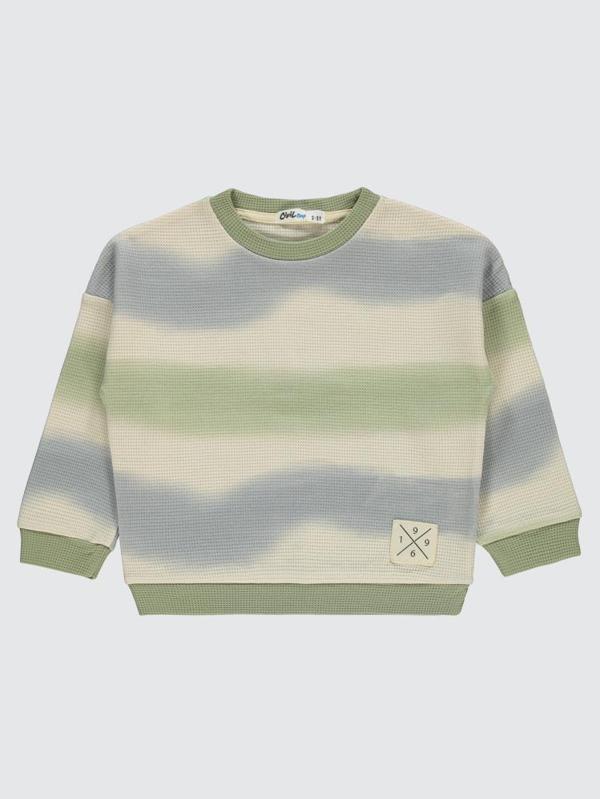 Civil Boys Dalgalı Çizgi Desenli 2-5 Yaş Sweatshirt - Haki2-3 Yaş - Image 1