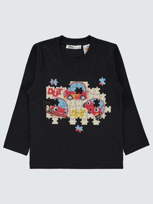 Civil Boys Puzzle Baskılı 2-5 Yaş Sweatshirt - Siyah2-3 Yaş - Image 1