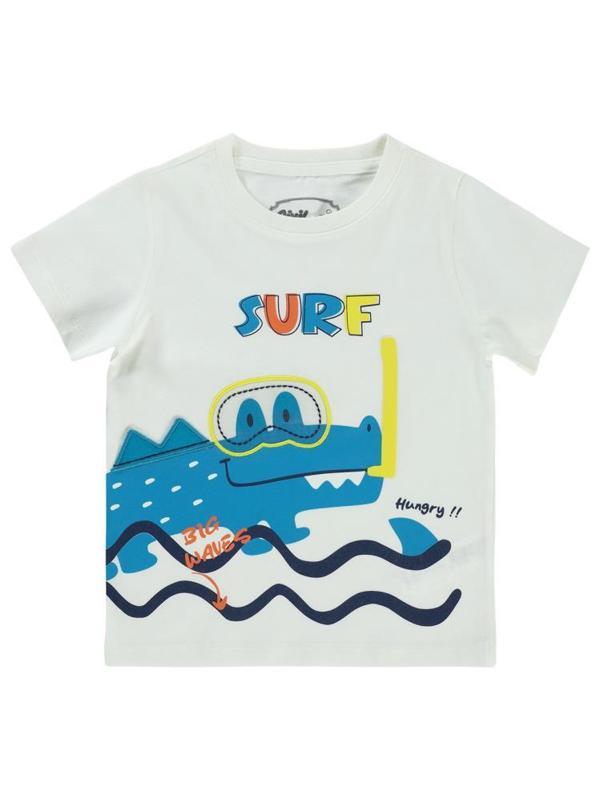 Civil Boys Surf Baskılı 2-5 Yaş Tişört - Ekru4-5 Yaş - Image 1