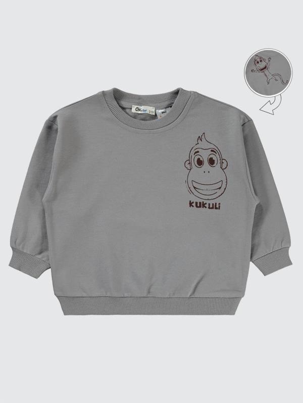 Civil Boys Kukuli Baskılı 2-5 Yaş Sweatshirt - Gri4-5 Yaş - Image 1