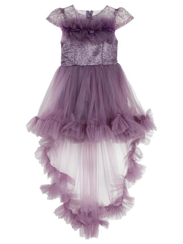 Civil Girls Robası Tüylü Kuyruklu 6-14 Yaş Abiye - Lila6-7 Yaş - Image 1