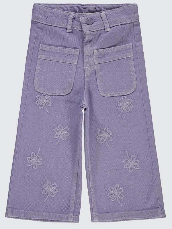 Civil Girls Çiçek Nakışlı 2-5 Yaş Pantolon - Lila5-6 Yaş - Image 1