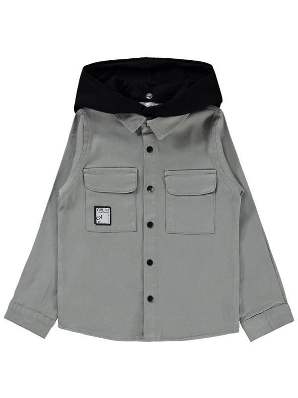 Civil Boys Kapşonlu 6-9 Yaş Gömlek - Gri8-9 Yaş - Image 1