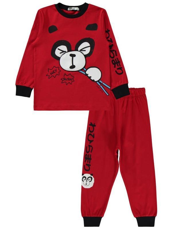 Civil Boys Panda Baskılı 2-5 Yaş Pijama Takımı - Kırmızı2-3 Yaş - Image 1