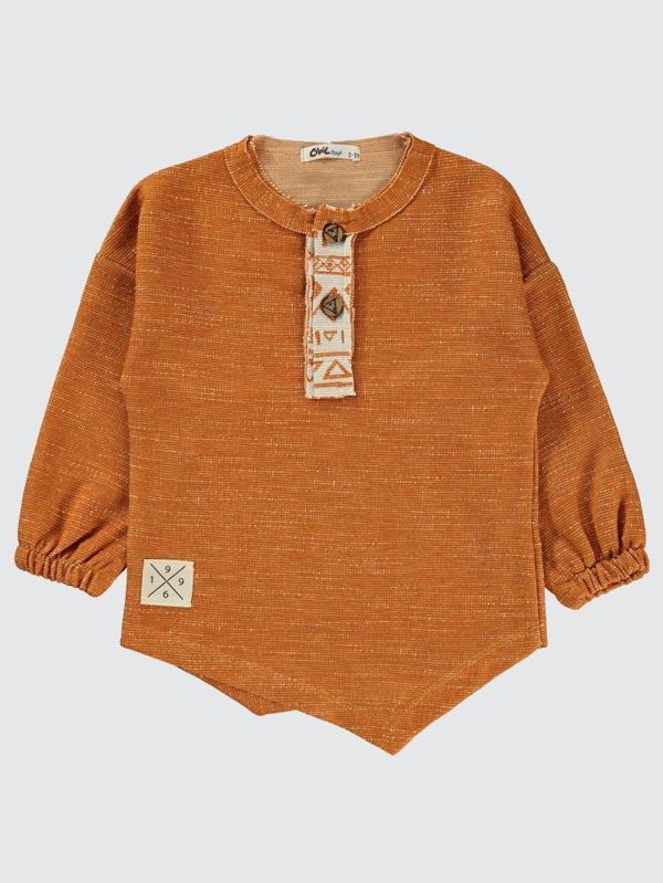 Civil Boys Sahte Patlı Kolu Lastikli 2-5 Yaş Sweatshirt - Turuncu4-5 Yaş - Image 1