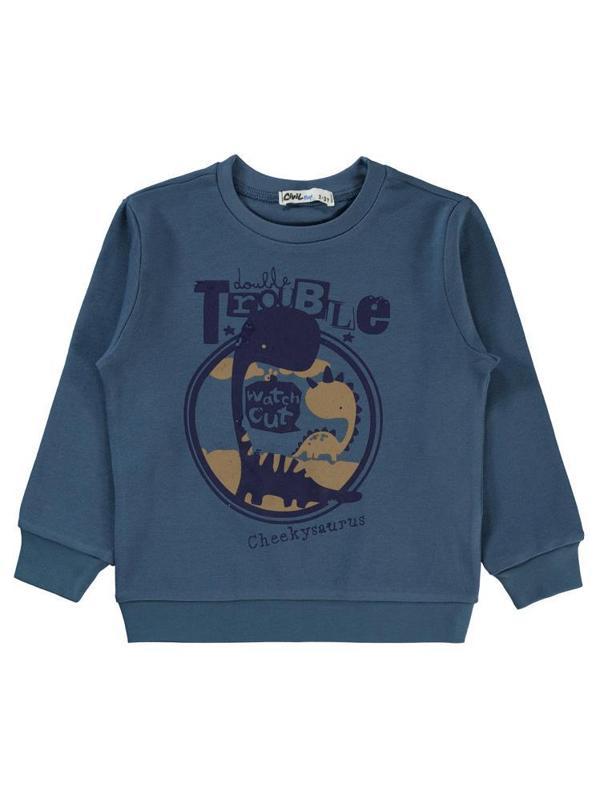 Civil Boys Trolble Dinozor Baskılı 2-5 Yaş Sweatshirt - Mavi2-3 Yaş - Image 1