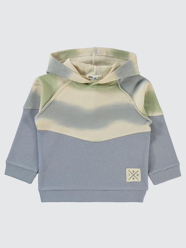 Civil Boys Dalgalı Çizgi Desenli Kapşonlu 2-5 Yaş Sweatshirt - Mavi2-3 Yaş - Image 1