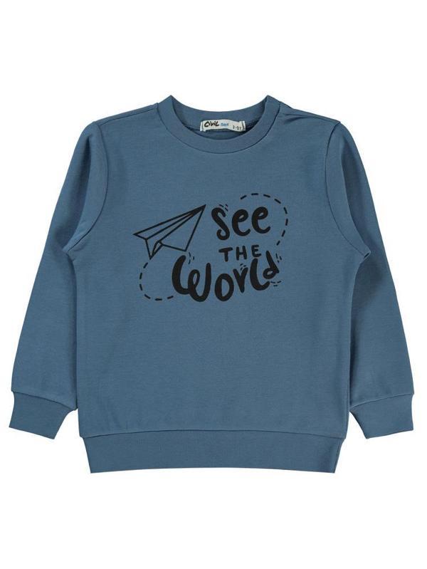 Civil Boys See The Baskılı 2-5 Yaş Sweatshirt - Mavi5-6 Yaş - Image 1