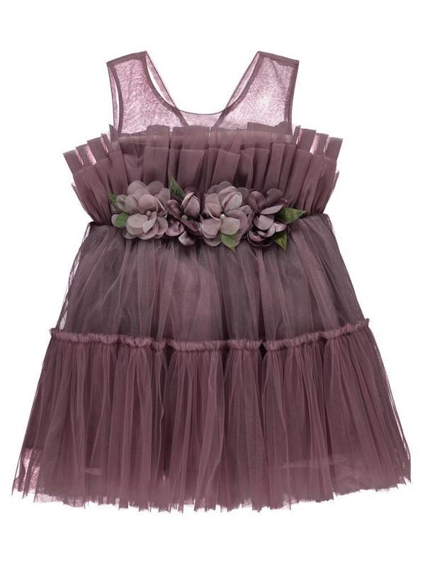 Civil Girls Beli Çiçekli 6-9 Yaş Abiye - Lila8-9 Yaş - Image 1