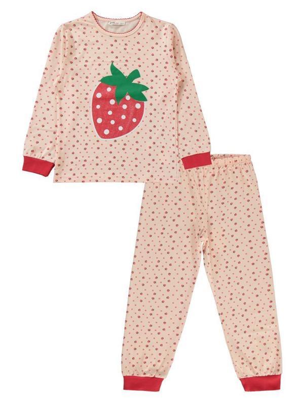 Civil Girls Çilek Baskılı 6-9 Yaş Pijama Takımı - Pudra6-7 Yaş - Image 1