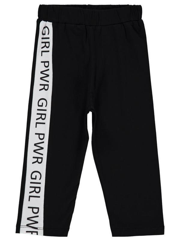 Civil Girls GRL PWR Baskılı 6-9 Yaş Tayt - Siyah7-8 Yaş - Image 1