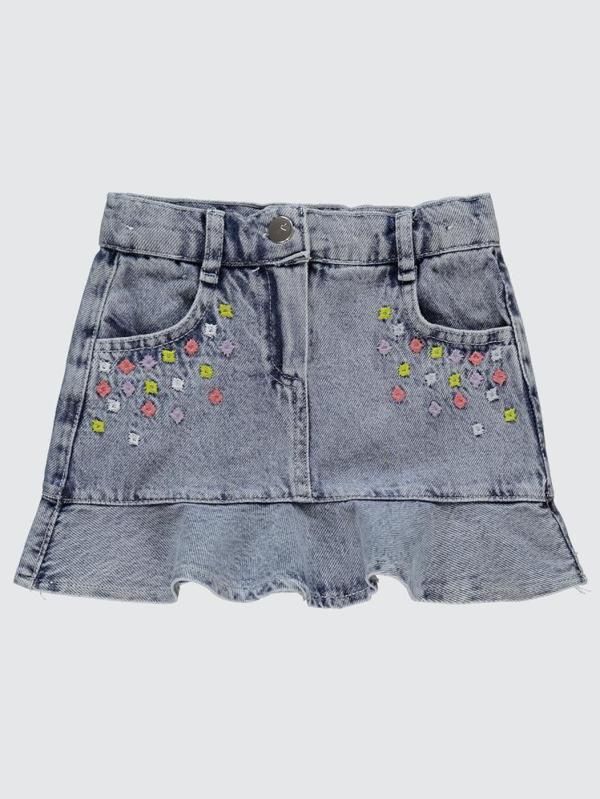 Civil Girls Renkli Nakışlı 2-5 Yaş Etek - Mavi2-3 Yaş - Image 1