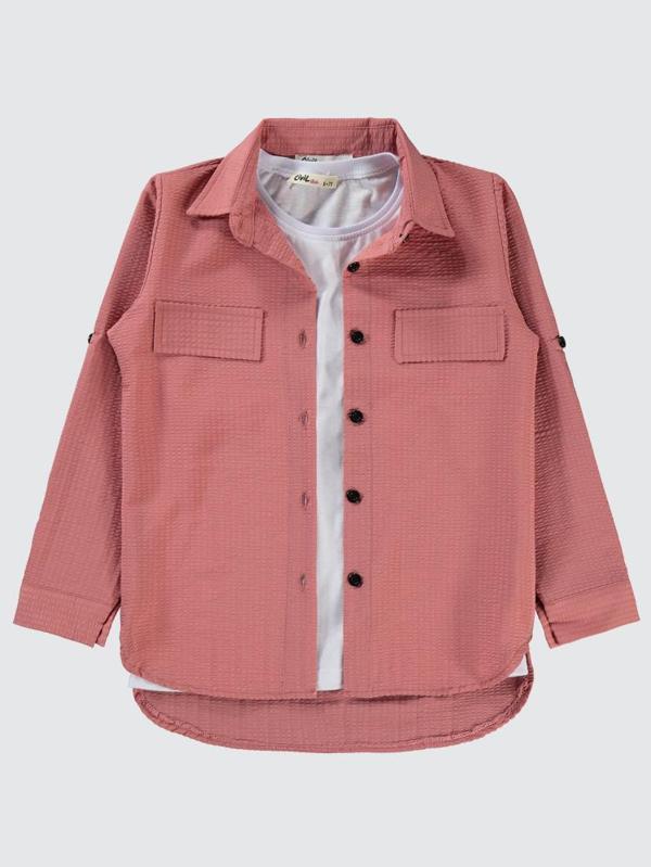 Civil Girls Sahte Cepli 6-9 Yaş Gömlek - Pembe8-9 Yaş - Image 1