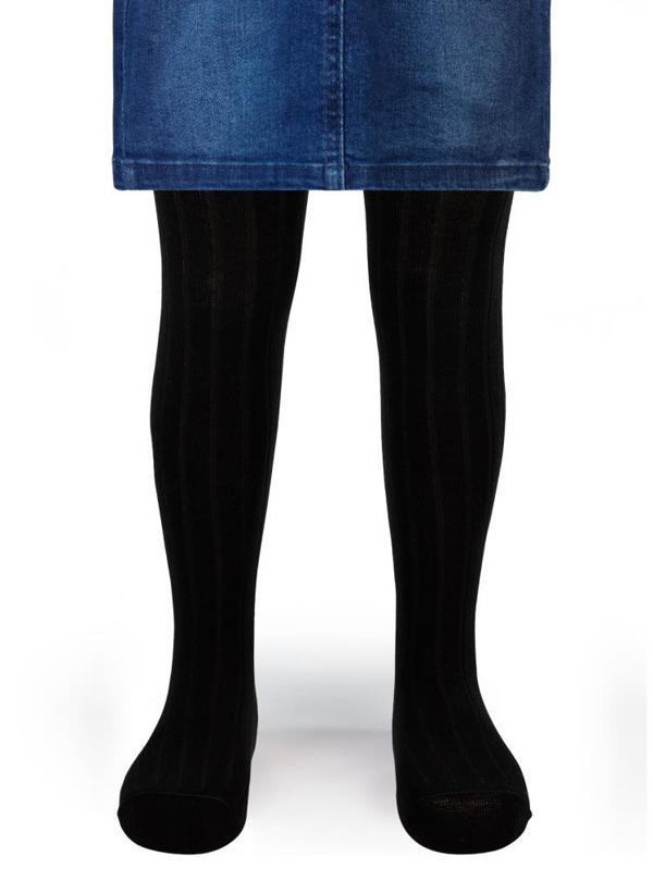 Civil Girls Derbili Düz 3-11 Yaş Külotlu Çorap - Siyah9-10 Yaş - Image 1