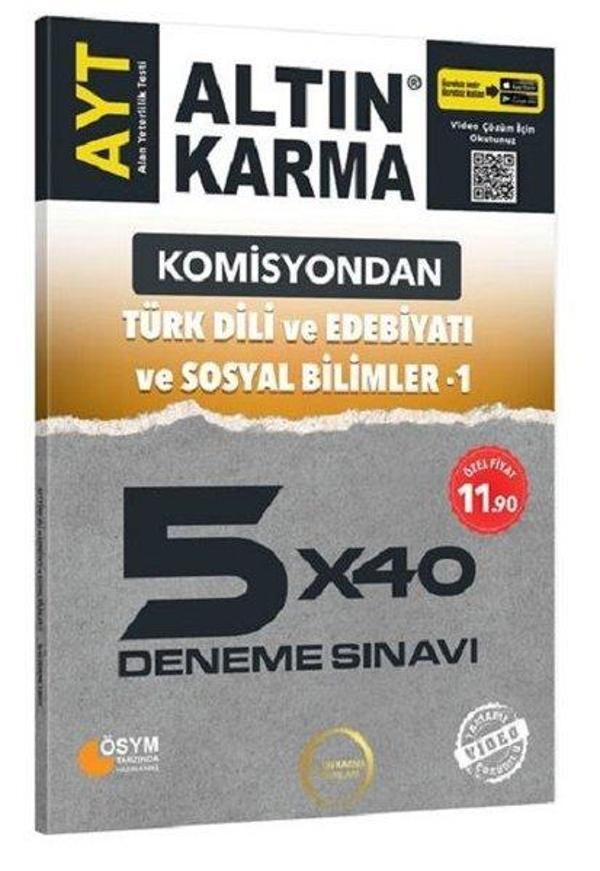 Komisyondan AYT Türk Dili ve Edebiyatı ve Sosyal Bilimler 1-5x40 Deneme Sınavı - Altın Karma Yayınları - Image 1