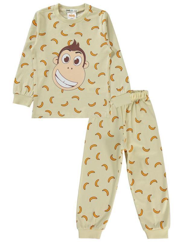 Kukuli Muz Empirme Baskılı 2-5 Yaş Pijama Takımı - Bej4-5 Yaş - Image 1