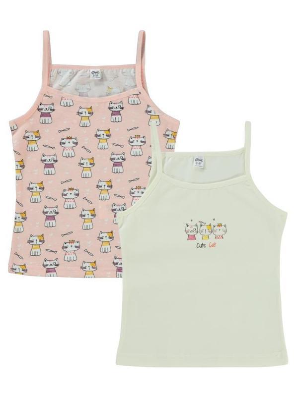 Civil Girls Cute Cat 2-10 Yaş 2'li Atlet Set - Standart10-11 Yaş - Image 1