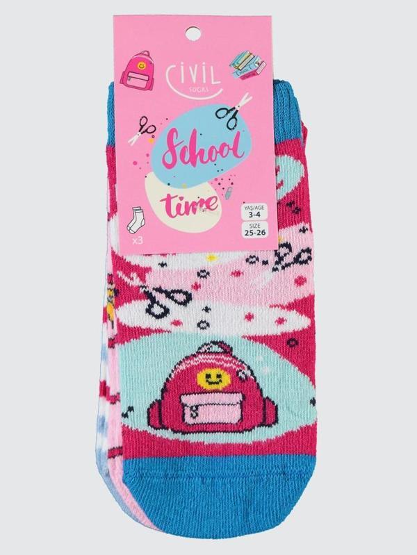 Civil Sock Back To School 3'lü 2-12 Yaş Kız Soket Çorap - Standart3-4 Yaş - Image 1