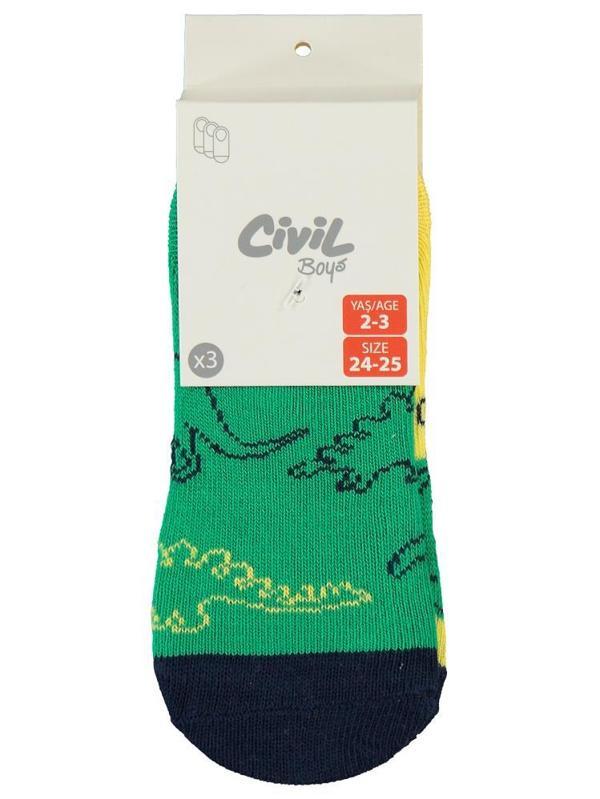 Civil Boys Dinazor 3'lü 2-12 Yaş Erkek Babet Çorap - Standart6-7 Yaş - Image 1