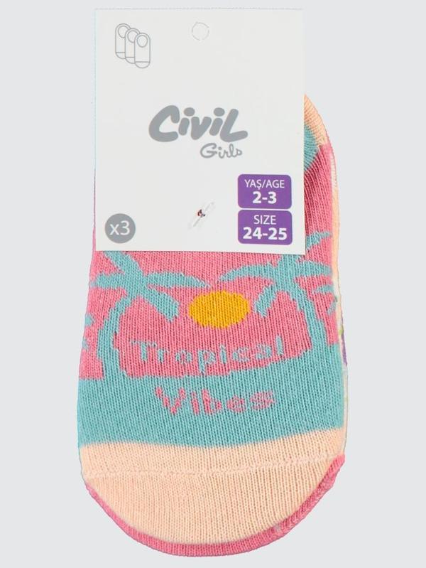 Civil Girls Tropical 3'lü 2-12 Yaş Babet Çorap - Standart6-7 Yaş - Image 1