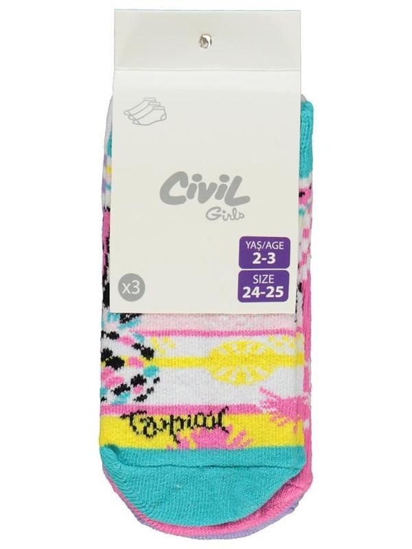 Civil Girls Hello Summer 3'lü 2-12 Yaş Kız Patik Çorap - Standart2-3 Yaş - Image 1
