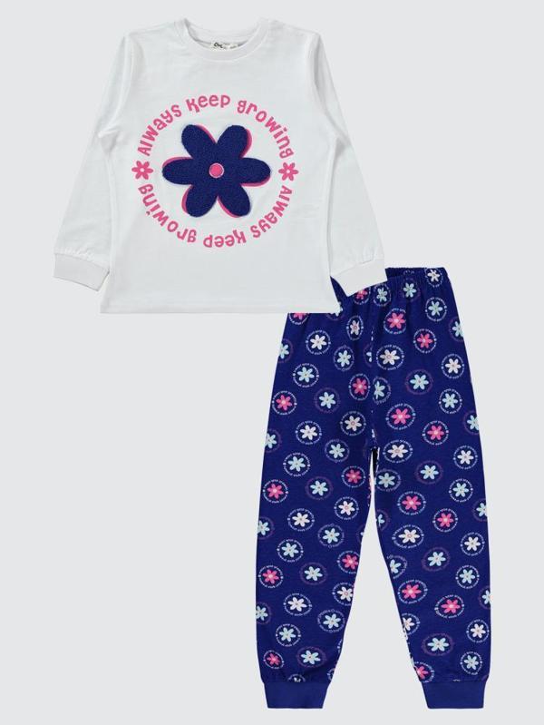 Civil Girls Papatya Desenli 10-13 Yaş Pijama Takımı - Mavi10-11 Yaş - Image 1
