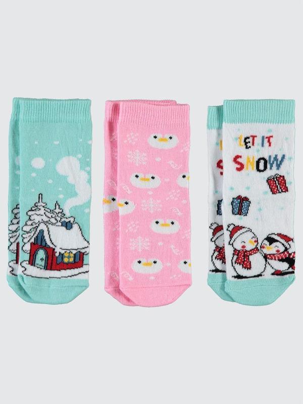 Civil Girls Penguen 3'lü 2-12 Yaş Kız Soket Çorap - Standart8-9 Yaş - Image 1