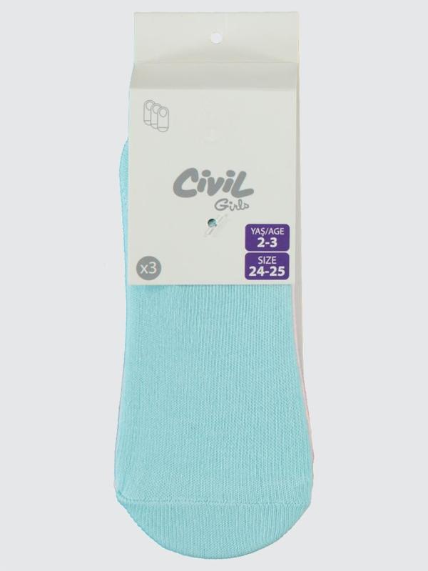 Civil Girls Düz 3'lü 2-12 Yaş Babet Çorap - Standart4-5 Yaş - Image 1