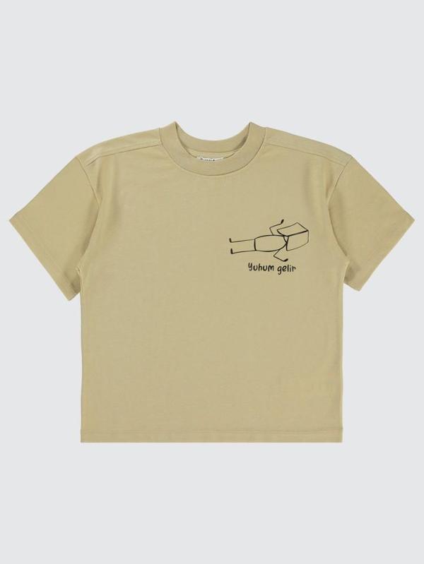Mivil Boys Yuhum Gelir Baskılı 6-9 Yaş Tişört - Bej9-10 Yaş - Image 1
