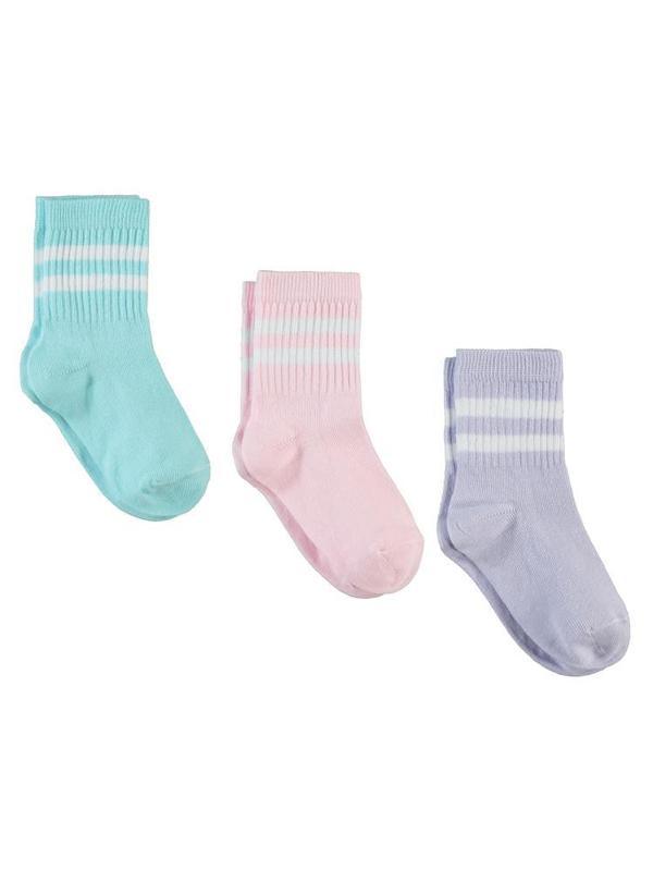 Civil Girls Düz Basic Çizgili 3'lü 2-12 Yaş Kız Soket Çorap - Standart6-7 Yaş - Image 1