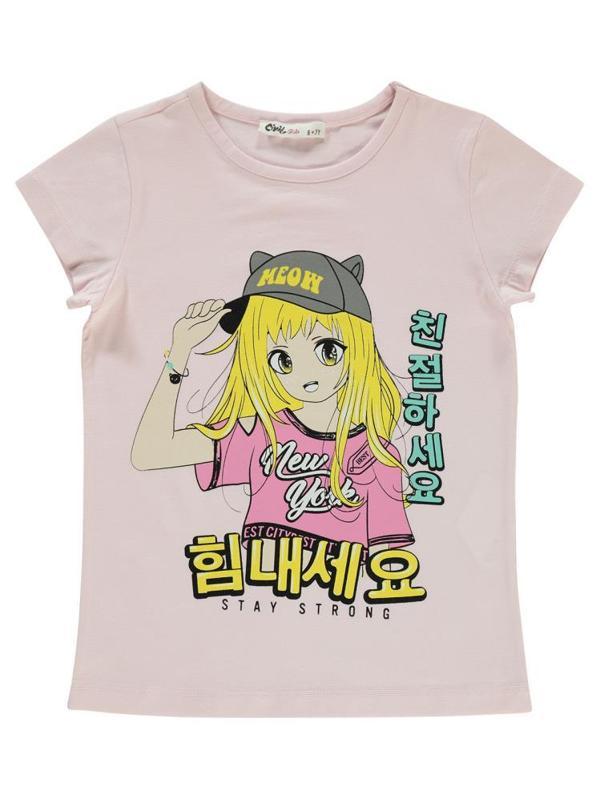 Civil Girls Anime Kız Baskılı 6-9 Yaş Tişört - Pembe7-8 Yaş - Image 1