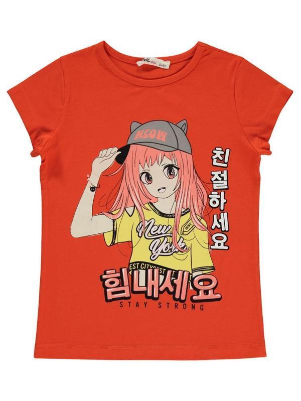 Civil Girls Anime Kız Baskılı 6-9 Yaş Tişört - Turuncu8-9 Yaş - Image 1
