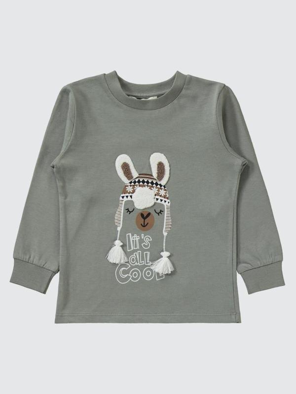 Civil Girls Lama Nakışlı 2-5 Yaş Pijama Takımı - Bej2-3 Yaş - Image 1