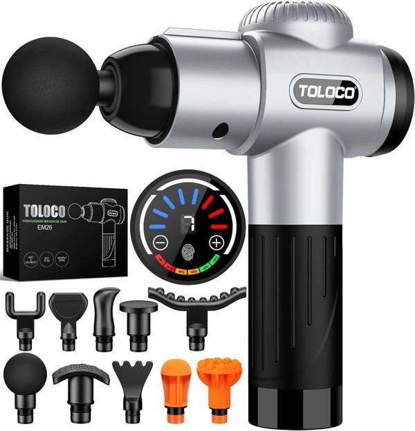 TOLOCO Masaj Aleti, Sporcular İçin Derin Doku Sırf Masajı 10 Başlıklı - Gümüş - Image 1