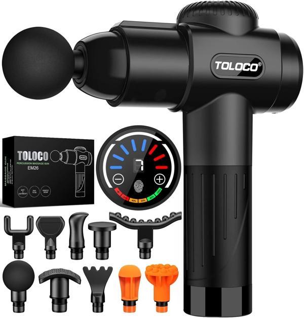 TOLOCO Masaj Aleti, Sporcular İçin Derin Doku Sırf Masajı 10 Başlıklı - Siyah - Image 1