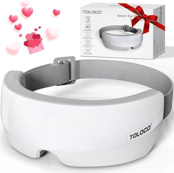 TOLOCO Isıtmalı Göz Masaj Aleti, Migren İçin Bluetooth Müzikli Göz Maskesi - Image 1