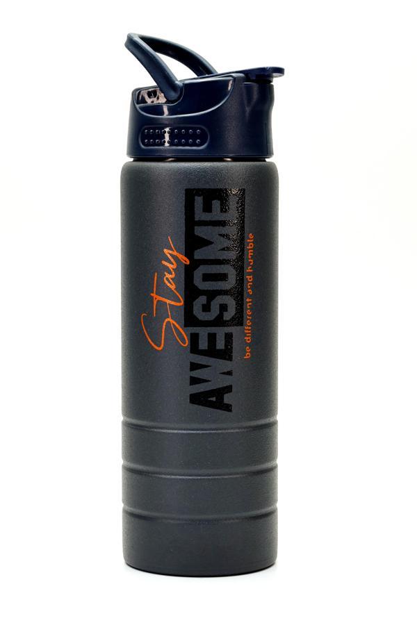 Paslanmaz 304 Çelik Matara Pipetli Motivasyon Matarası Suluğu 304 Çelik Suluk Füme 750 ml 1156 - Image 1
