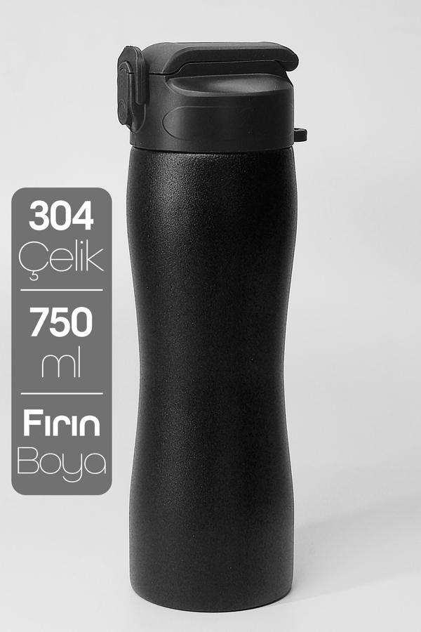 Komple Paslanmaz Çelik Matara Pipetli Mat Renk Spor Matarası Suluğu 304 Çelik Suluk Siyah 1158 - Image 1