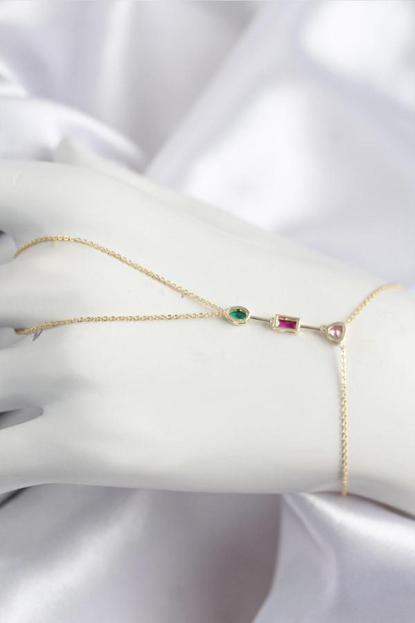 Pirinç Renkli Zirkon Taşlı Model Gold Renk Şahmeran - Image 1