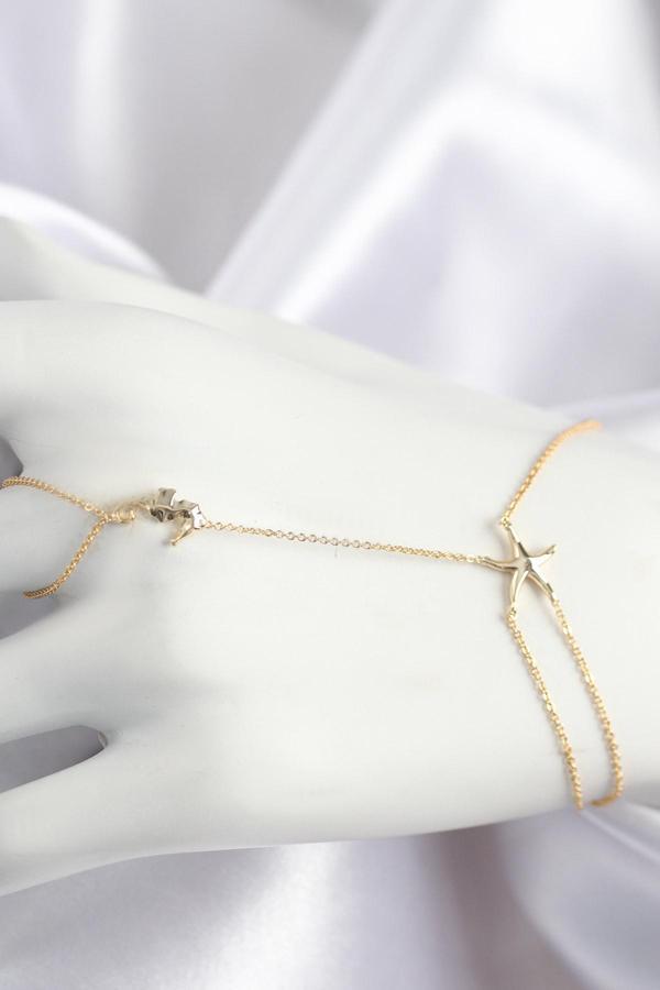 Pirinç Zirkon Taşlı Deniz Atı Ve Yıldız Model Gold Renk Şahmeran - Image 1