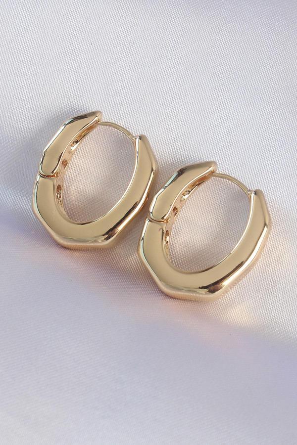 Pirinç Gold Renk Kalın Kemik Model Küpe - Image 1