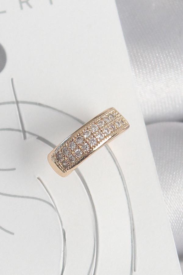 Pirinç Gold Renk Zirkon Taşlı Kadın Kıkırdak Küpe - Image 1