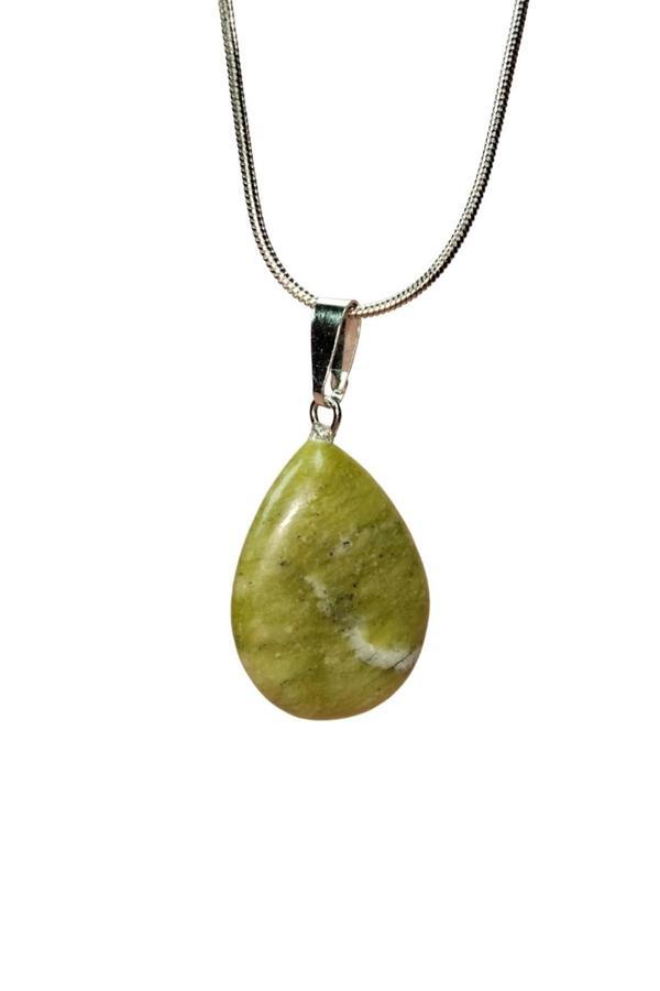 Akuamarin Doğal Taşı Zincirli El Yapımı Kolye Uç: 3 cm Zincir: 20 cm Kutulu - Image 1