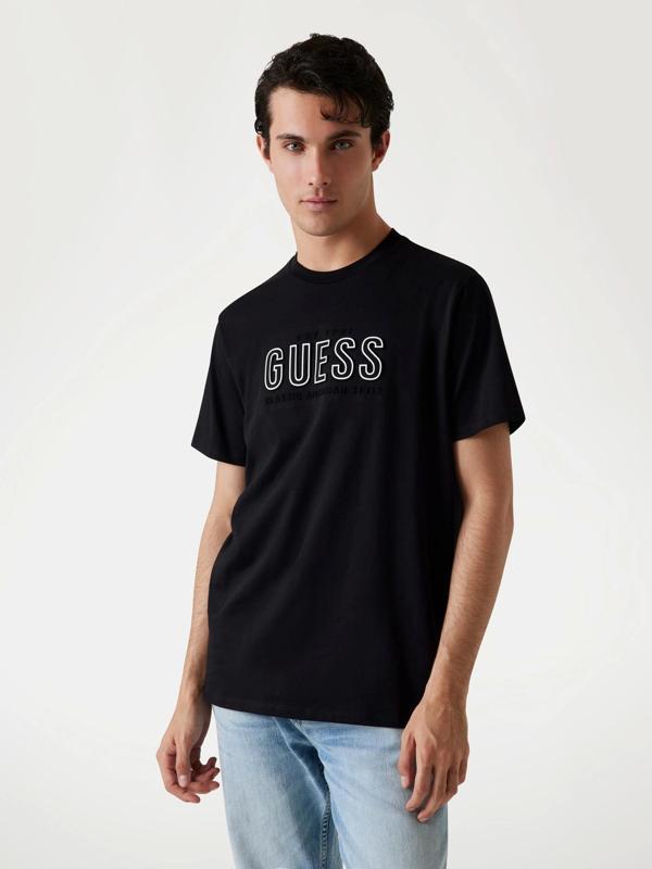 Guess Embosse Erkek Siyah Regular Fit T-Shirt M5YI44KBW41-JTMU - Image 1
