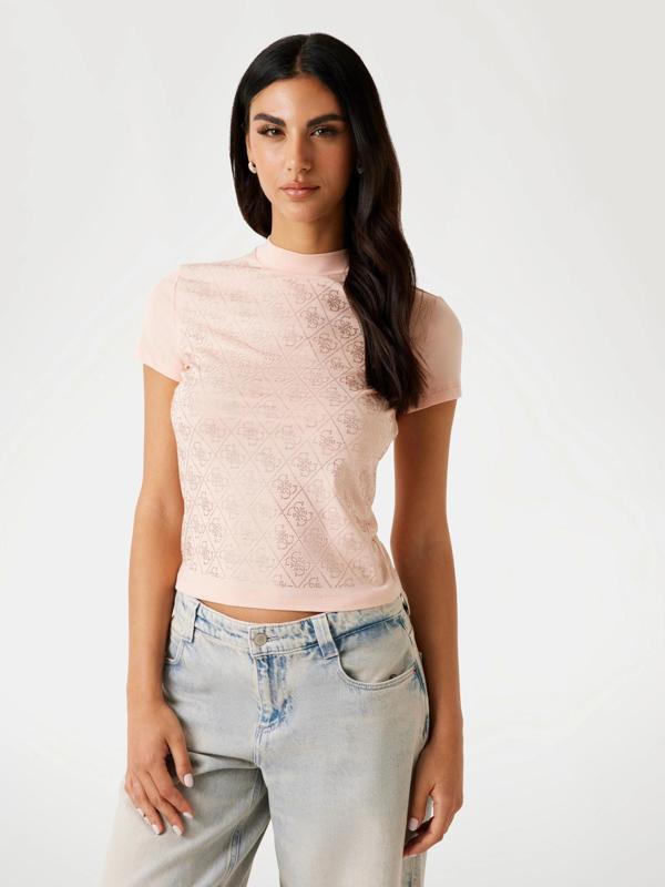 Guess Mock Kadın Bej Slim Fit T-Shirt W4BI26J1314-G6I1 - Image 1