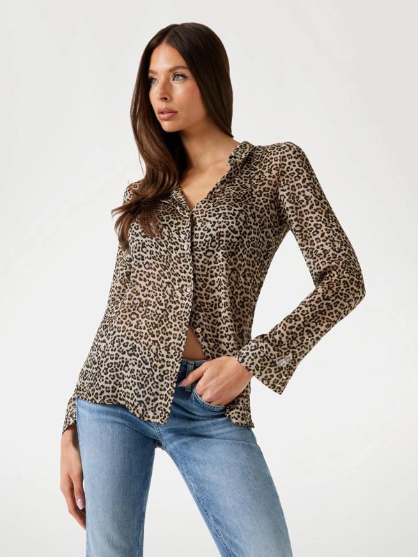 Guess Clouis Kadın Çok Renkli Relaxed Fit Gömlek W5YH0XWDW82-P1MM - Image 1