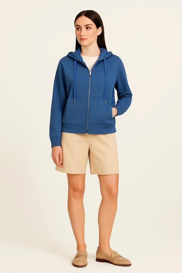 Guess New Hooded Kadın Mavi Scuba Sweatshirt W5YQ05KBYE2-G7J6 - Image 1