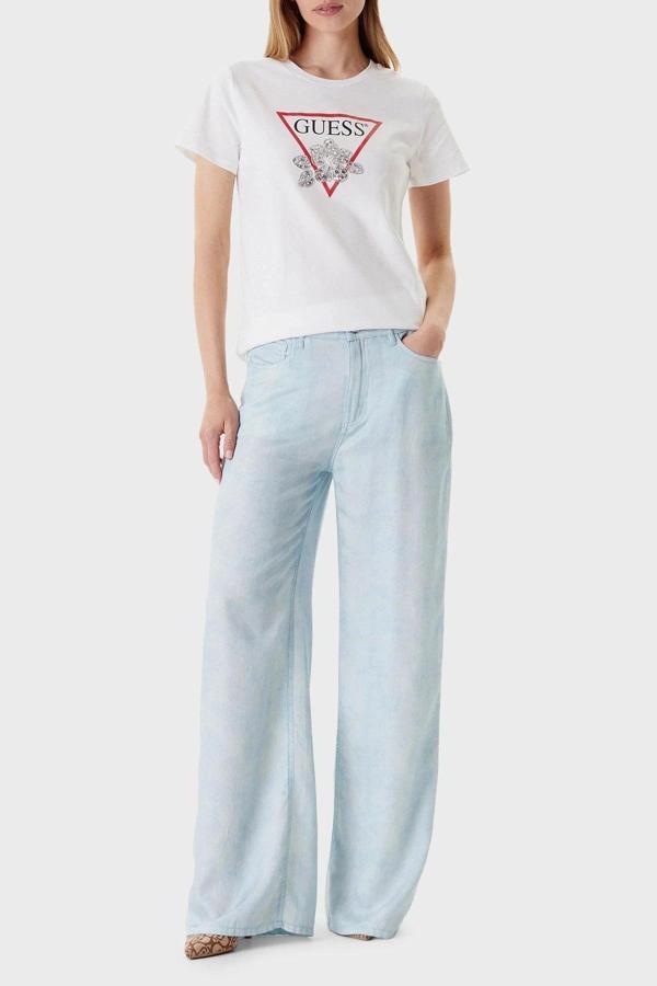 Guess Flower Kadın Beyaz Regular Fit T-Shirt W5YI38I3Z14-G011 - Image 1
